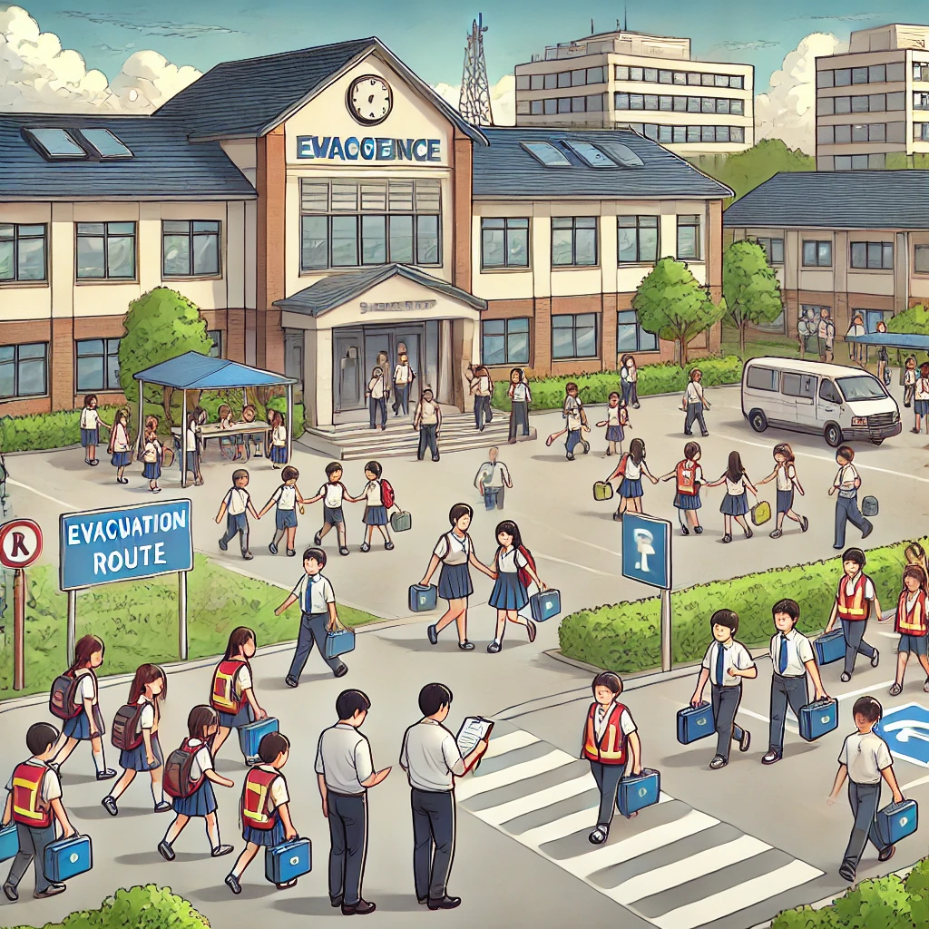 学校での防災訓練
訓練計画の立案と実施